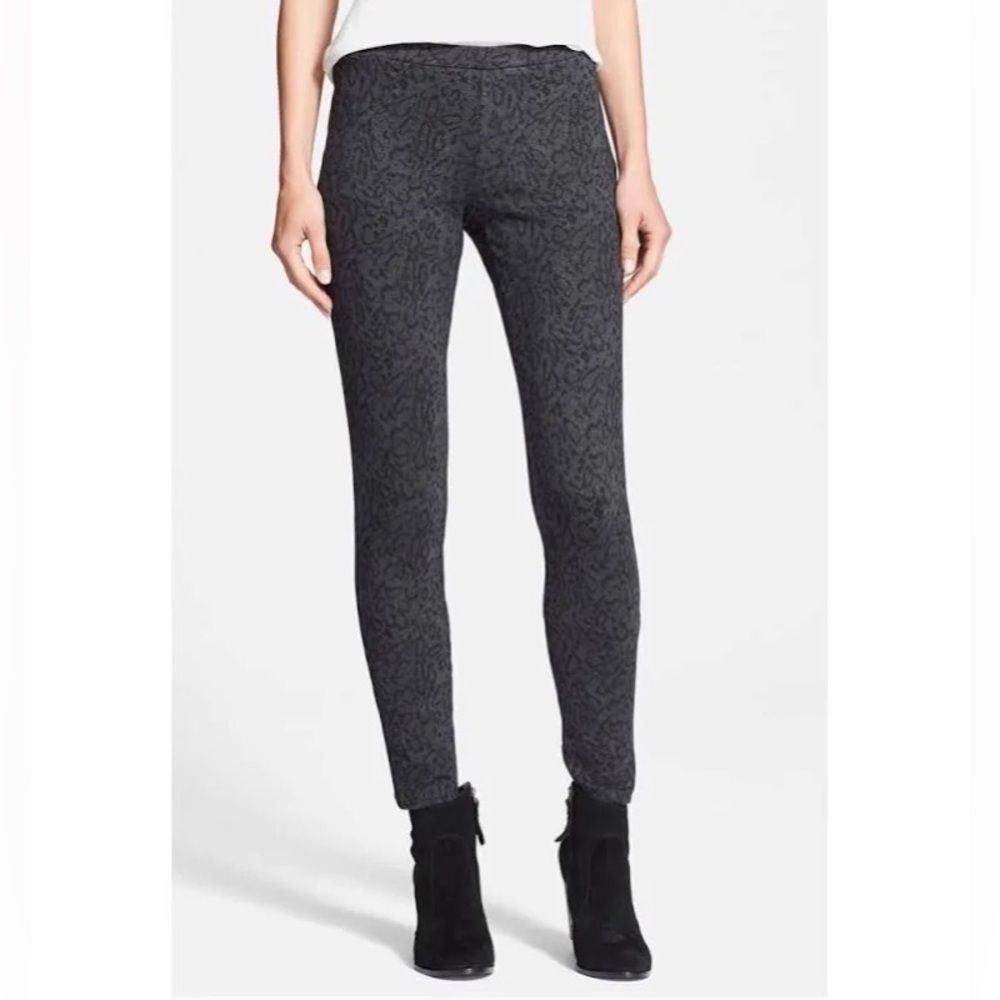 JOIE Keena Leggings Women’s Ponte Leopard Print Pull On Gray Charcoal Large